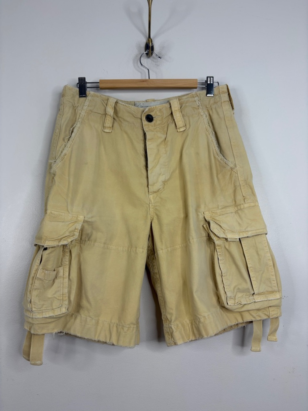 Abercrombie & Fitch Cargo Shorts Mens 30 x 10 Yellow Beige Cotton Baggy Y2K